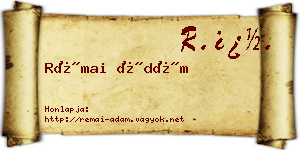 Rémai Ádám névjegykártya